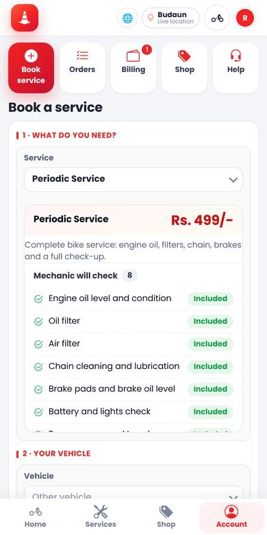 Booking screen of our app